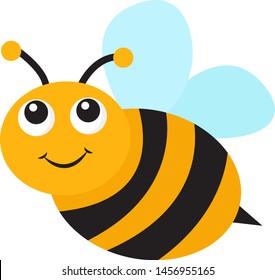 Happy bee, illustration, vector on white background.