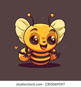 Happy bee mascot character for honey brand.
