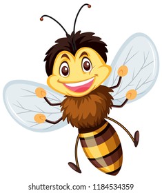 A happy bee on white background illustration