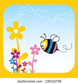 happy bee in the springtime