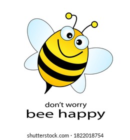 Cute Friendly Bee Cartoon Happy Flying Stock Vector (Royalty Free ...