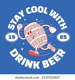 Happy Beer Barrel Mascot Character Shirt Design