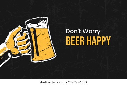 Happy beer day, National Beer Day, vector illustration, flyer, banner, social media post, poster, typography, icons, October 27th, Get Together, fun Life, friends, beers, benefits of drinking beer