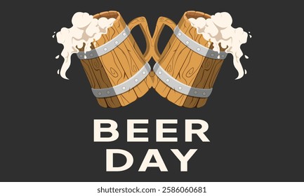 Happy beer day, National Beer Day, vector illustration, flyer, banner, social media post, poster, typography, icons.