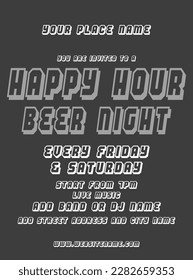 happy beer hour poster flyer social media post design