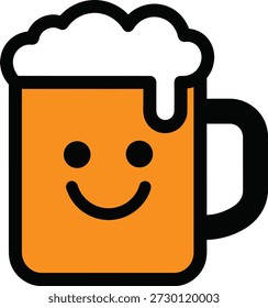 Ícone feliz da caneca da cerveja Sorrindo Desenho Animado Bebida Ilustração