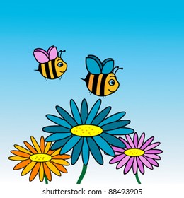 Happy bees cartoon