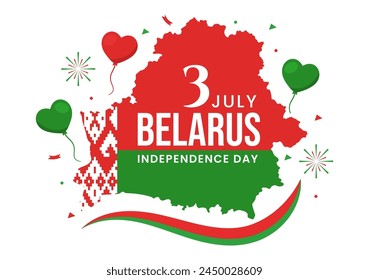 Happy Belarus Independence Day Vector Illustration on 3 July with Waving Flag and Ribbon in National Holiday Flat Cartoon Background Design