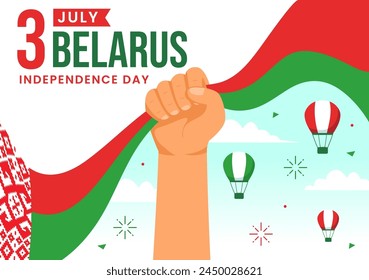 Happy Belarus Independence Day Vector Illustration on 3 July with Waving Flag and Ribbon in National Holiday Flat Cartoon Background Design