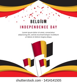 Happy Belgium Independence Day Celebration Poster Vector Template Design Illustration
