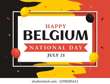 Happy Belgium Independence Day on July 21 Vector Illustration with Waving Flag Background in Flat Cartoon Hand Drawn for Landing Page Templates