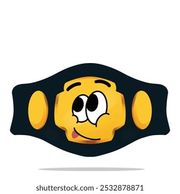 personagem do mascote do cinto feliz. conceito bonito, engraçado e brincalhão. esporte de combate, boxe, campeonato, hobbies, interesse, estilo de vida e temas de educação