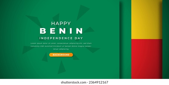 Happy Benin Independence Day Design Paper Cut Shapes Background Illustration for Poster, Banner, Advertising, Greeting Card
