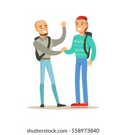 Happy Best Friends Shaking Hands Meeting, Part Of Friendship Illustration Series