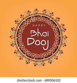 Happy Bhai Dhooj, Floral Frame based Vector Illustration.
