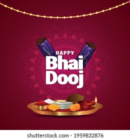 Happy bhai dhooj greeting card, happy bhai dooj indian festival elebration background