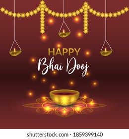 Happy bhai dooj background effect lighting . festival of indian family celebration puja thali traditional religius diwali hindu culture