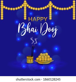 Happy bhai dooj background effect lighting . festival of indian family celebration puja thali traditional religius diwali hindu culture