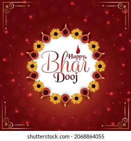 Happy bhai dooj celebration background with creative puja plates
