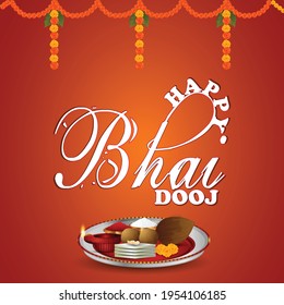 Happy bhai dooj celebration with pooja thali and background
