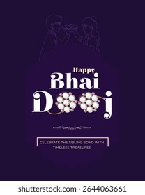 Happy Bhai Dooj. Elegant Bhai Dooj jewelry-themed creative featuring festive Indian elements, traditional brother-sister celebration concept. Good for festival ads, promotions, and greeting cards .