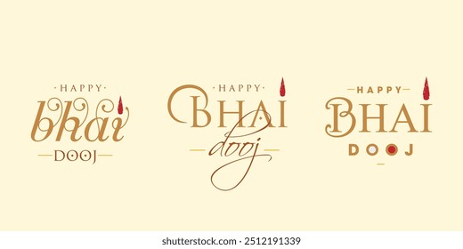 Happy Bhai Dooj Festival Logo ou Coleção de Unidades. Vetor Para vendas e materiais promocionais. 
 