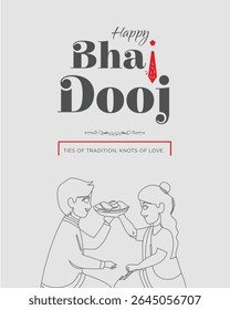 Feliz Bhai Dooj! Bhai Dooj festival vetor gráfico com um tema de amor irmão-irmã com uma gravata elegante. Ideal para cartões comemorativos, mídias sociais, anúncios, campanha e para empresas de roupas.