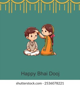 Feliz Festival Bhai Dooj Hermana Alegre Aplicando Tilak O Mark En La Frente De Su Hermano