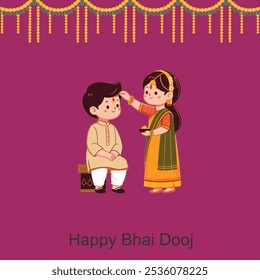 Feliz Festival Bhai Dooj Hermana Alegre Aplicando Tilak O Mark En La Frente De Su Hermano