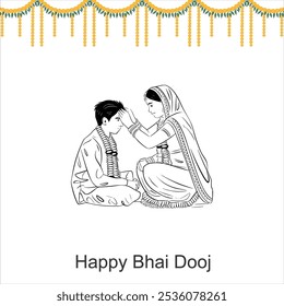 Feliz Festival Bhai Dooj Hermana Alegre Aplicando Tilak O Mark En La Frente De Su Hermano