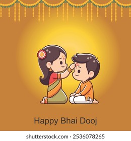 Feliz Festival Bhai Dooj Hermana Alegre Aplicando Tilak O Mark En La Frente De Su Hermano