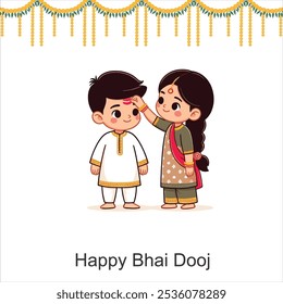 Feliz Festival Bhai Dooj Hermana Alegre Aplicando Tilak O Mark En La Frente De Su Hermano