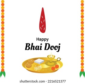 Happy Bhai Dooj Indian Hindu Festival Celebration Vector Design | Bhau Teej | Bhau Beej