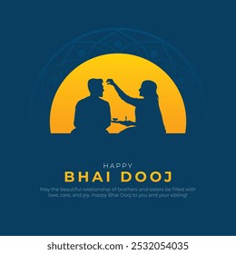 Happy Bhai Dooj Post e cartão de felicitações. Festival indiano Bhai Dooj Creative Poster Vetor Ilustração