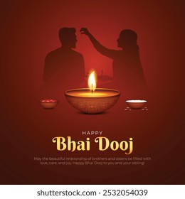 Happy Bhai Dooj Post e cartão de felicitações. Festival indiano Bhai Dooj Creative Poster Vetor Ilustração