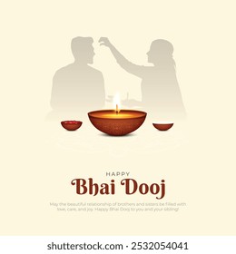 Poste y tarjeta de felicitación felices de Bhai Dooj. Festival indio Bhai Dooj Ilustración vectorial creativa de carteles