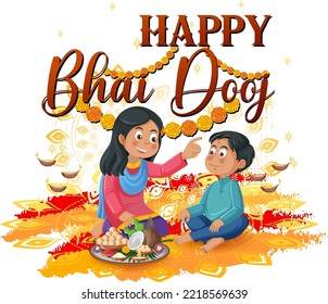 Happy Bhai Dooj Poster Design illustration