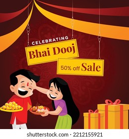 Happy Bhai Dooj sale banner design template. 