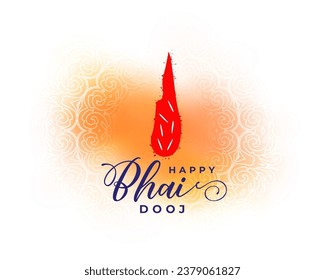 happy bhai duj pooja occasion background with roli tilak design vector. Translation: Bhai dooj, it is a festival where bhai means brother and dooj means second day after new moon