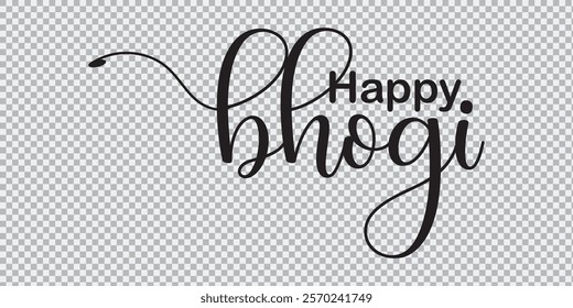 Happy Bhogi text banner, poster, background in Indian Festival vector illustration.