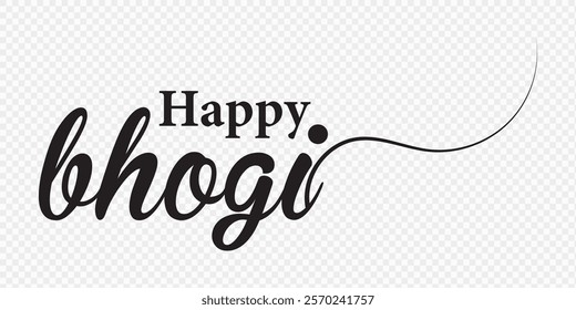 Happy Bhogi text banner, poster, background in Indian Festival vector illustration.