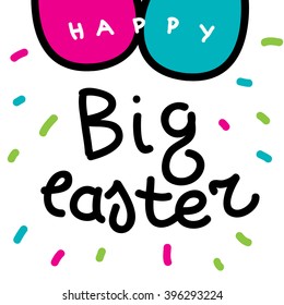happy big easter funny card hand drawing