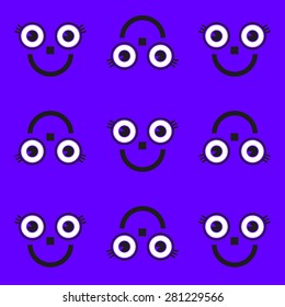 Happy big faces cartoon blue