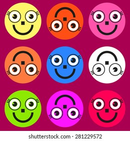 Happy big faces cartoon pink