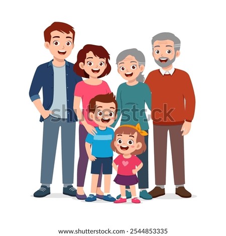 happy big family portrait contain father mother son daughter baby grandmother grandfather