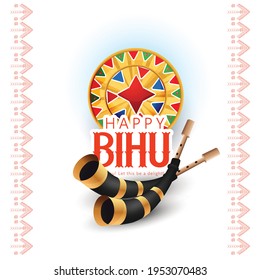 Happy Bihu festival of Assamese New Year Bihu of Assam India with  traditional background