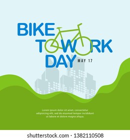 Happy Bike To Work Day Vector Template. Design For Banner, Greeting Cards Or Print.