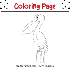 happy  Bird coloring page. black and white vector illustration for a coloring book.