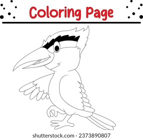 happy bird coloring page vector illustration. animal Coloring book for kids.
