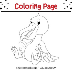 happy bird coloring page vector illustration. animal Coloring book for kids.